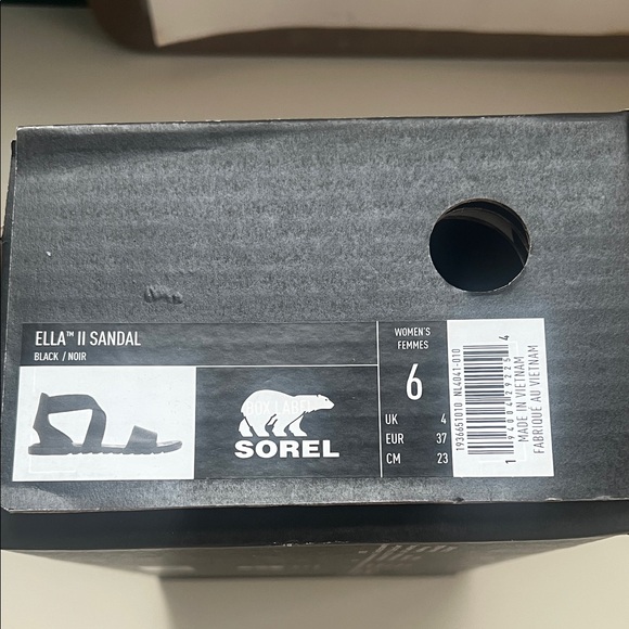 New In Box Sorel Black Ella II Women's Sandal - Picture 2 of 7